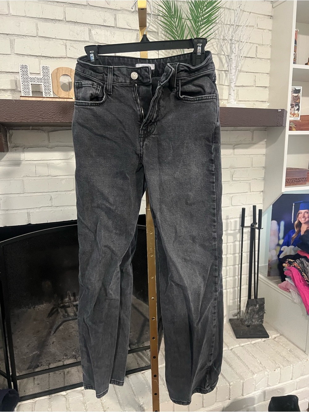 Forever 21 Charcoal Gray High-Rise Straight Jeans